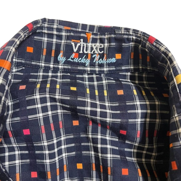 Vluxe By Lucky Nahum Reversible long sleeve button down 2XL Colorful Checked - Picture 9 of 12